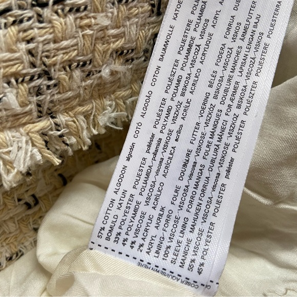 MANGO cream tweed collarless flap pockets jacket blogger zara competitor brand - Picture 8 of 9